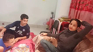 Shathi khatun together with hanif together with Shapan pramanik &period;Threesome sex